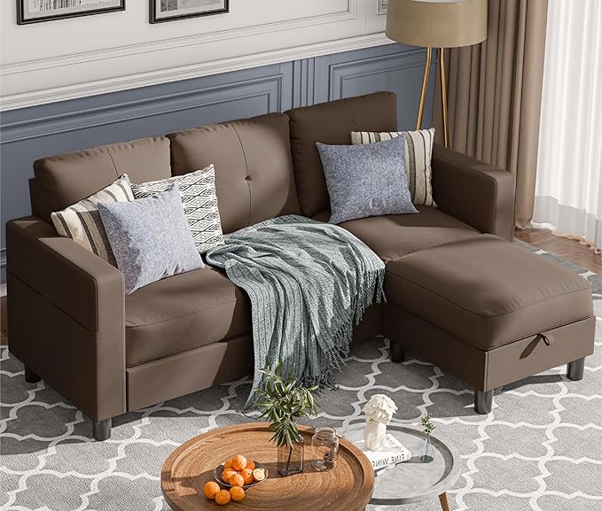Sectional Couches for Living Room, Small L Shaped Couch Sofa with Ottoman