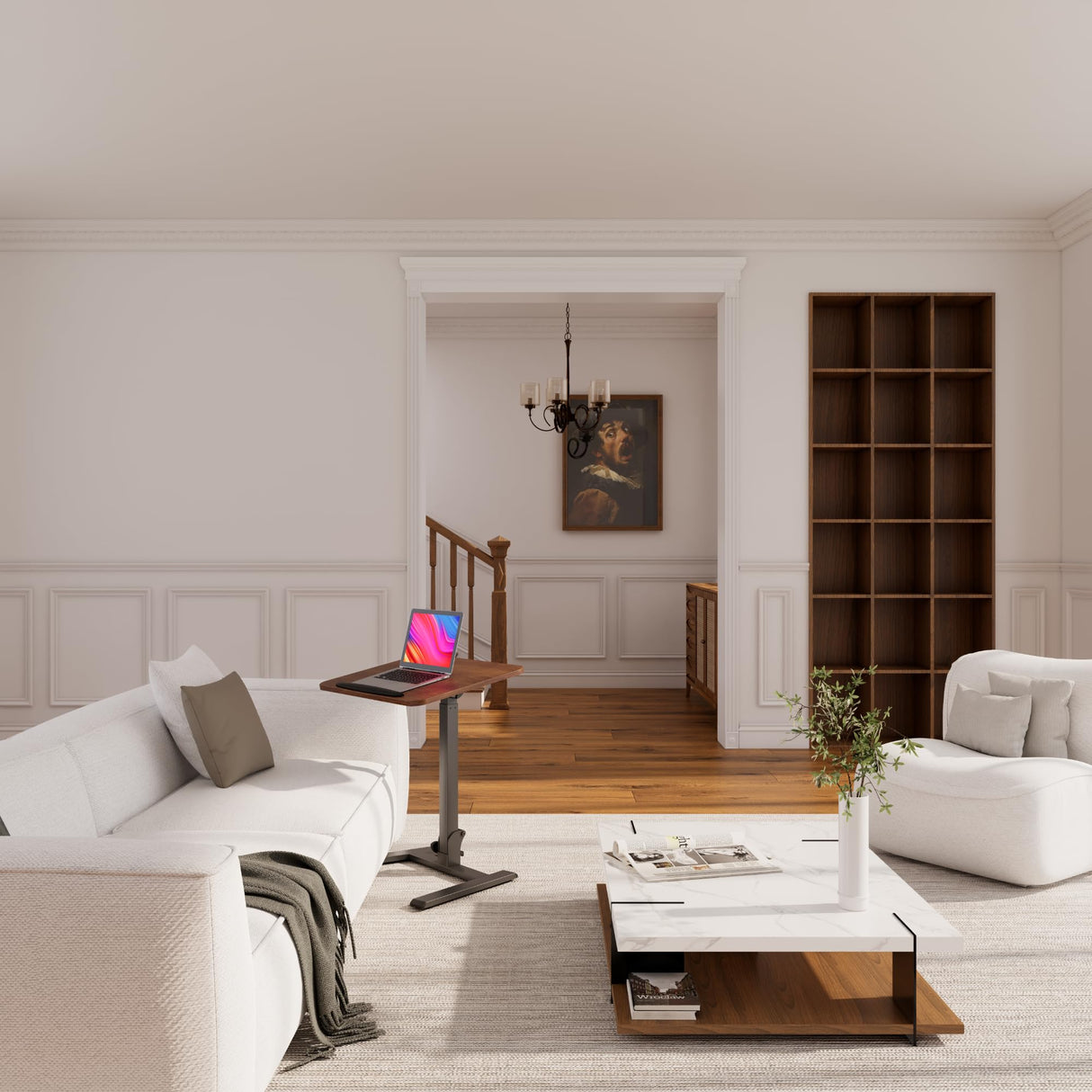 Mobile Folding Desk 25 Inch - No Assembly Sit-Stand Desk,Height Adjustable Rolling