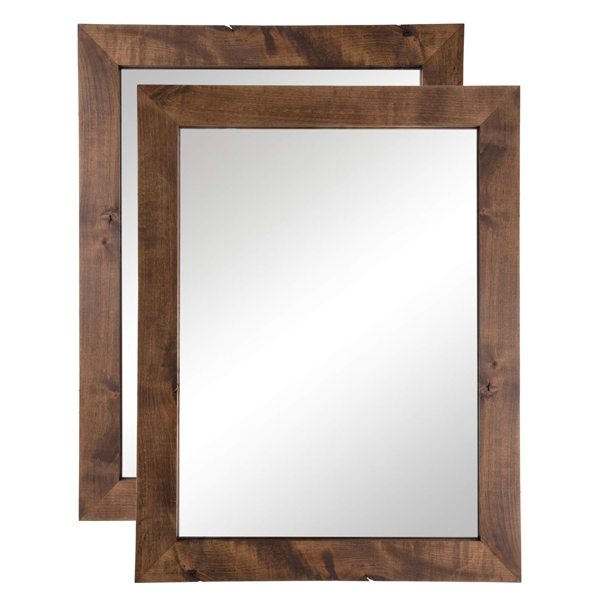 Farmhouse Bathroom Vanity Mirror, 24" x 31", Walnut Finish, 2-Pack