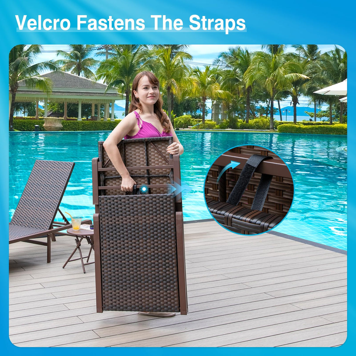 Outdoor Chaise Lounge Set of 2, Assemble-Free Aluminum Lounge Chairs