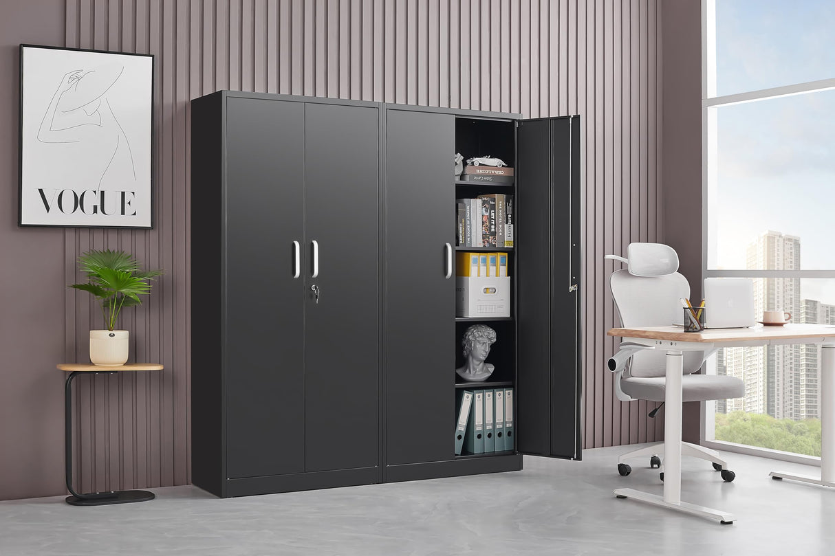 Steel Storage Cabinet with Adjustable Shelves, Garage Shelving Cabinet