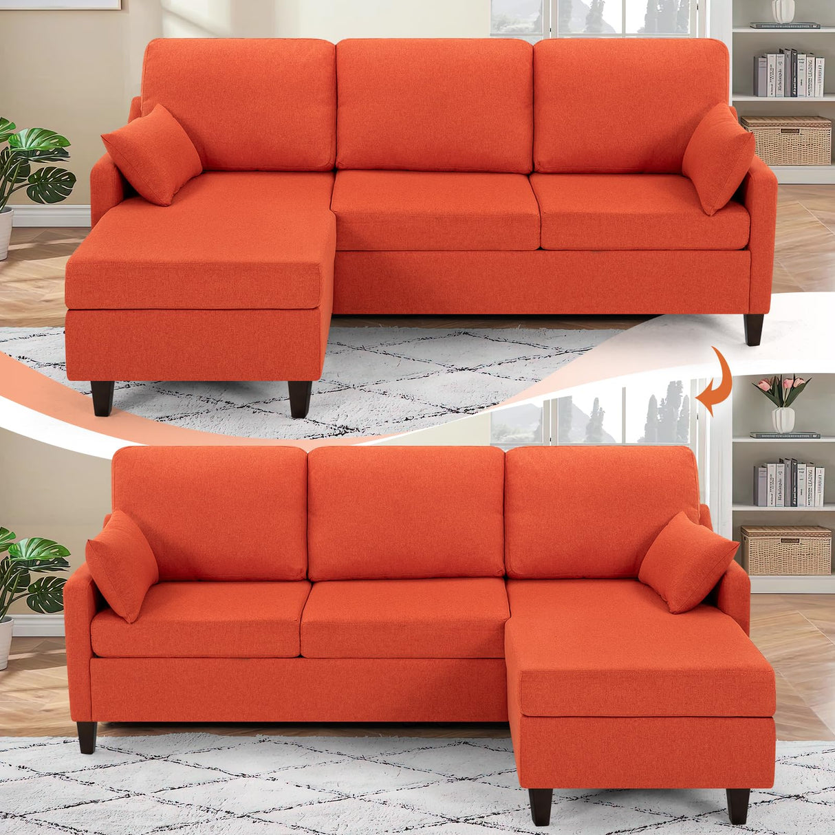 Sectional Sofa Couch with Reversible Chaise