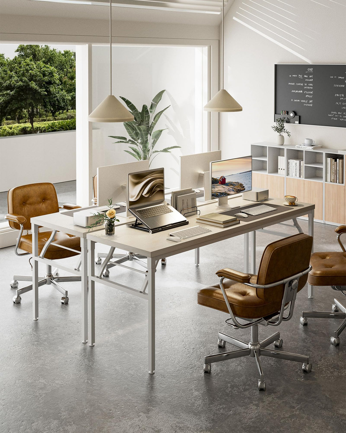 Computer Desk for Home Office, 63 Inch Extra Long Wooden Desk, Large Computer Desk