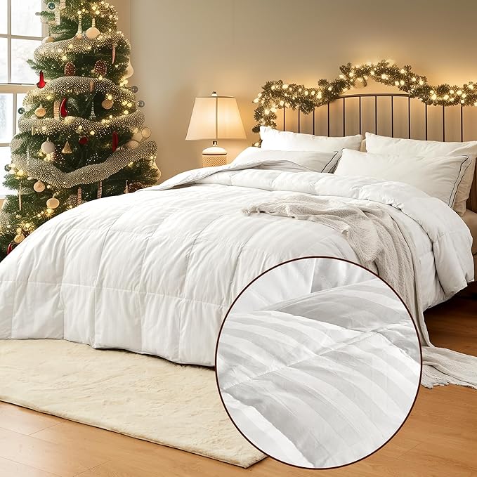 Goose Feather Down Comforter King Size - All Season Duvet Insert, Ultra Fluffy Soft 100%
