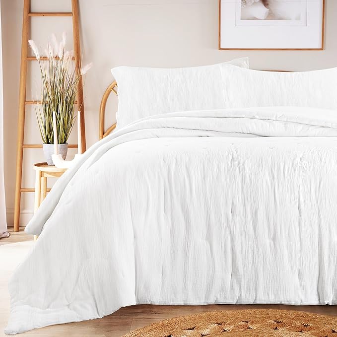 100% Cotton Muslin Comforter Oversized King 120x120, Lightweight and Breathable