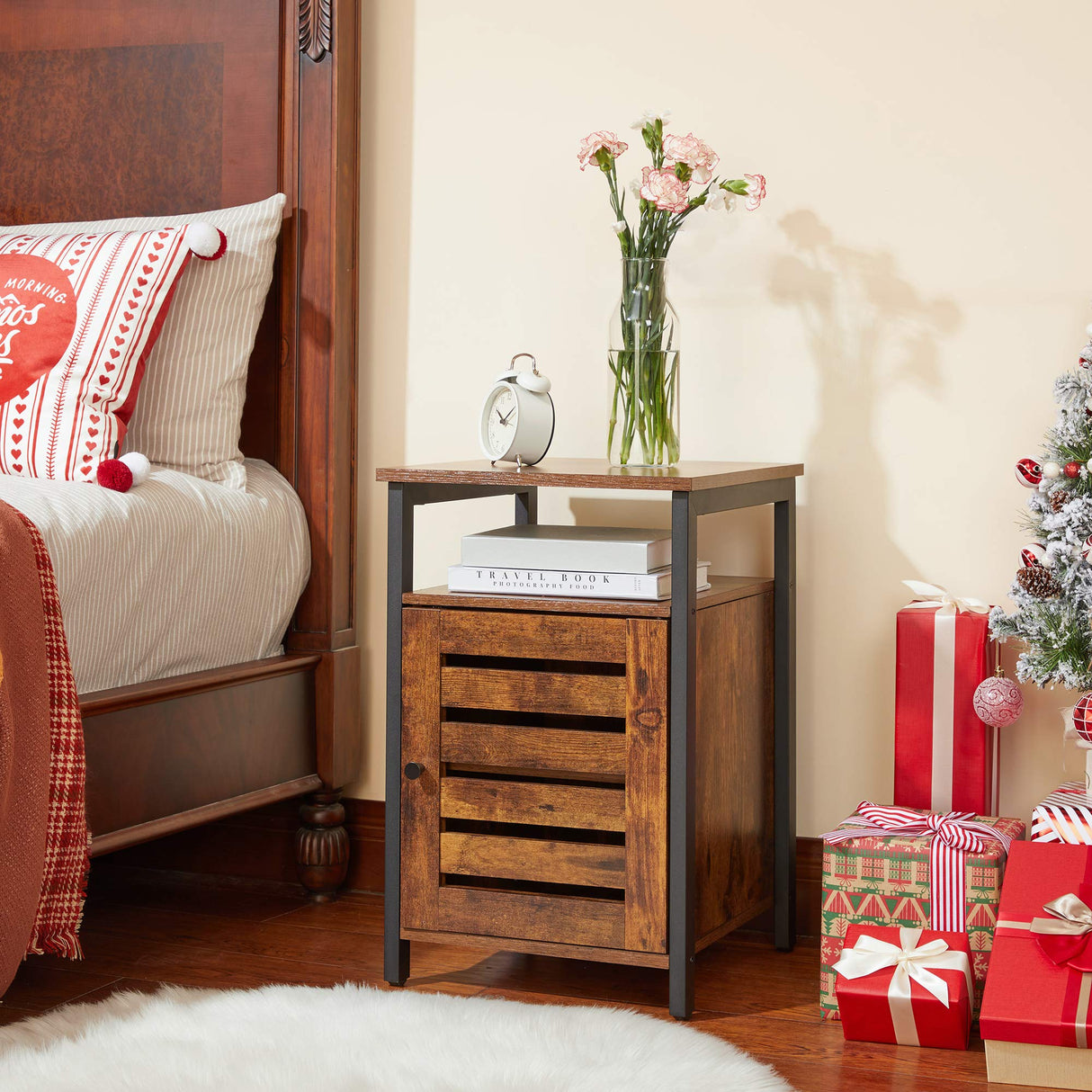 Nightstand, End Table with Open Shelf