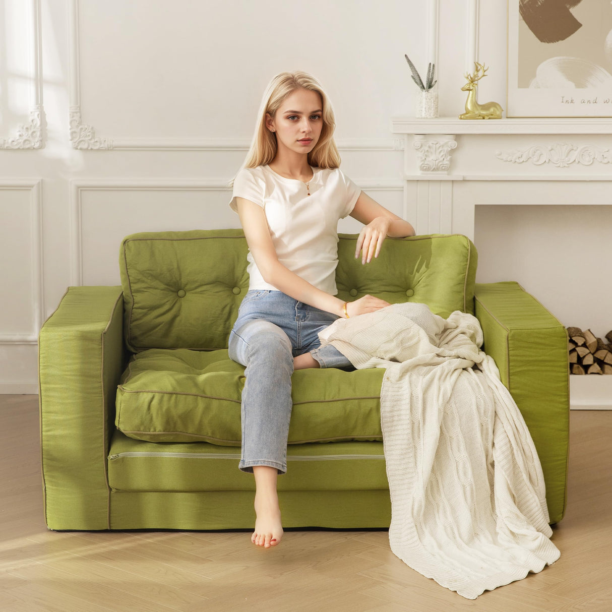 Loveseat Sleeper Sofa,55" Convertible Sofa Bed Couch Futon Couches for Living Room