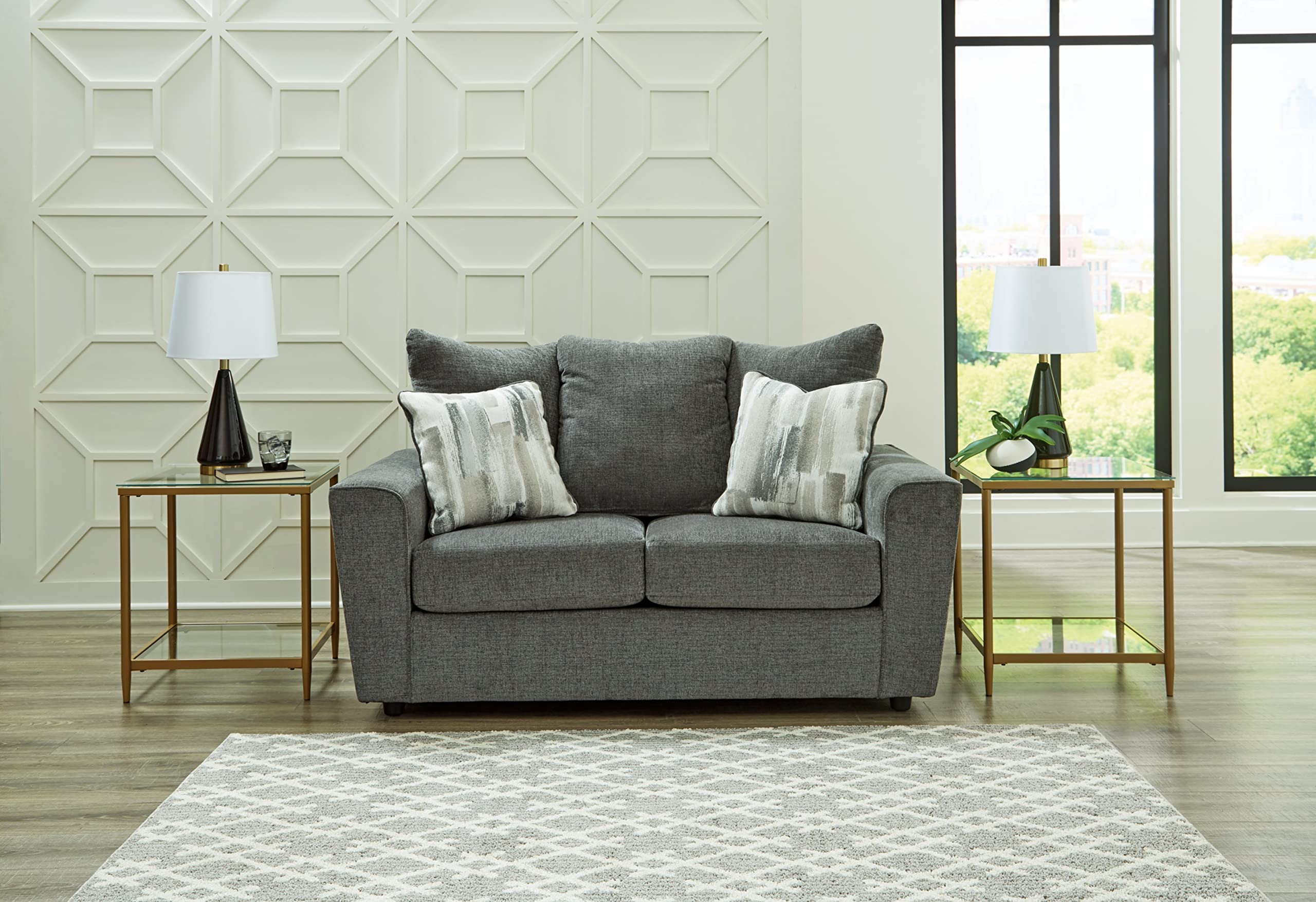 Stairatt Casual Loveseat with Flared Arms, Gray