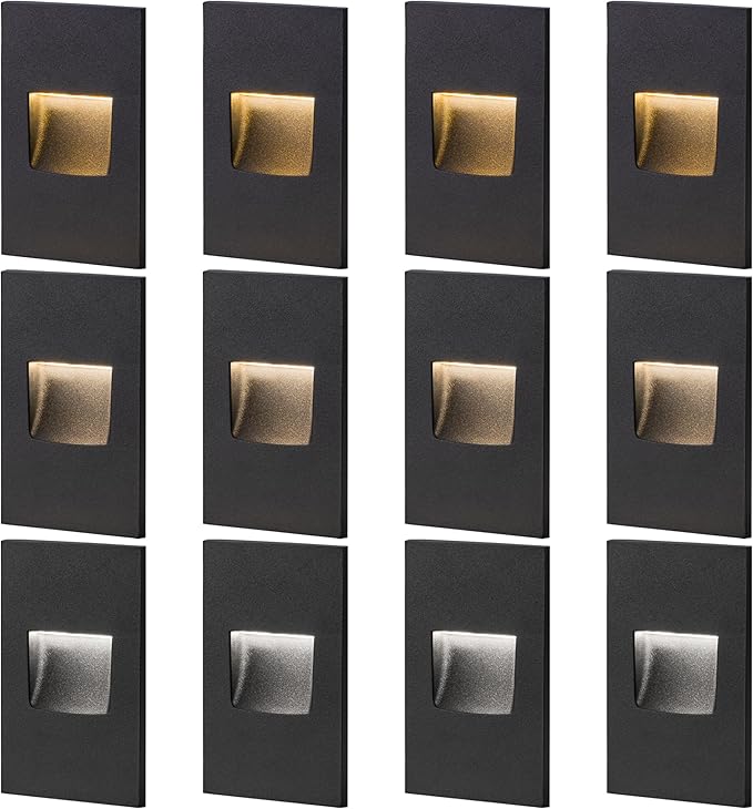 12-Pack Step Lights Indoor Outdoor Stair Lights LED Dimmable, 120V 3 Color Changing