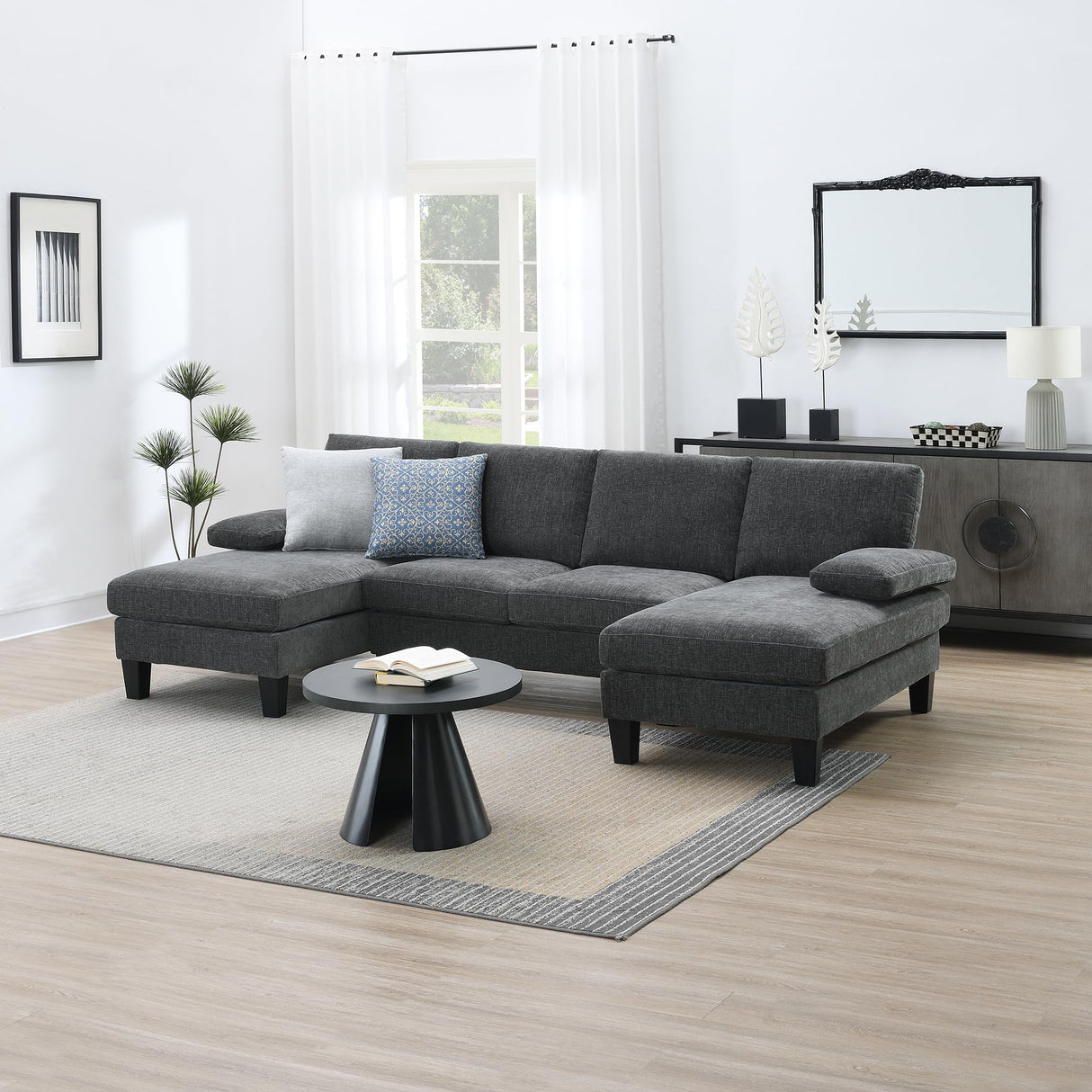 U-Shape Convertible Sectional Sofa Couch 4 Seat Sofa Set for Living Room