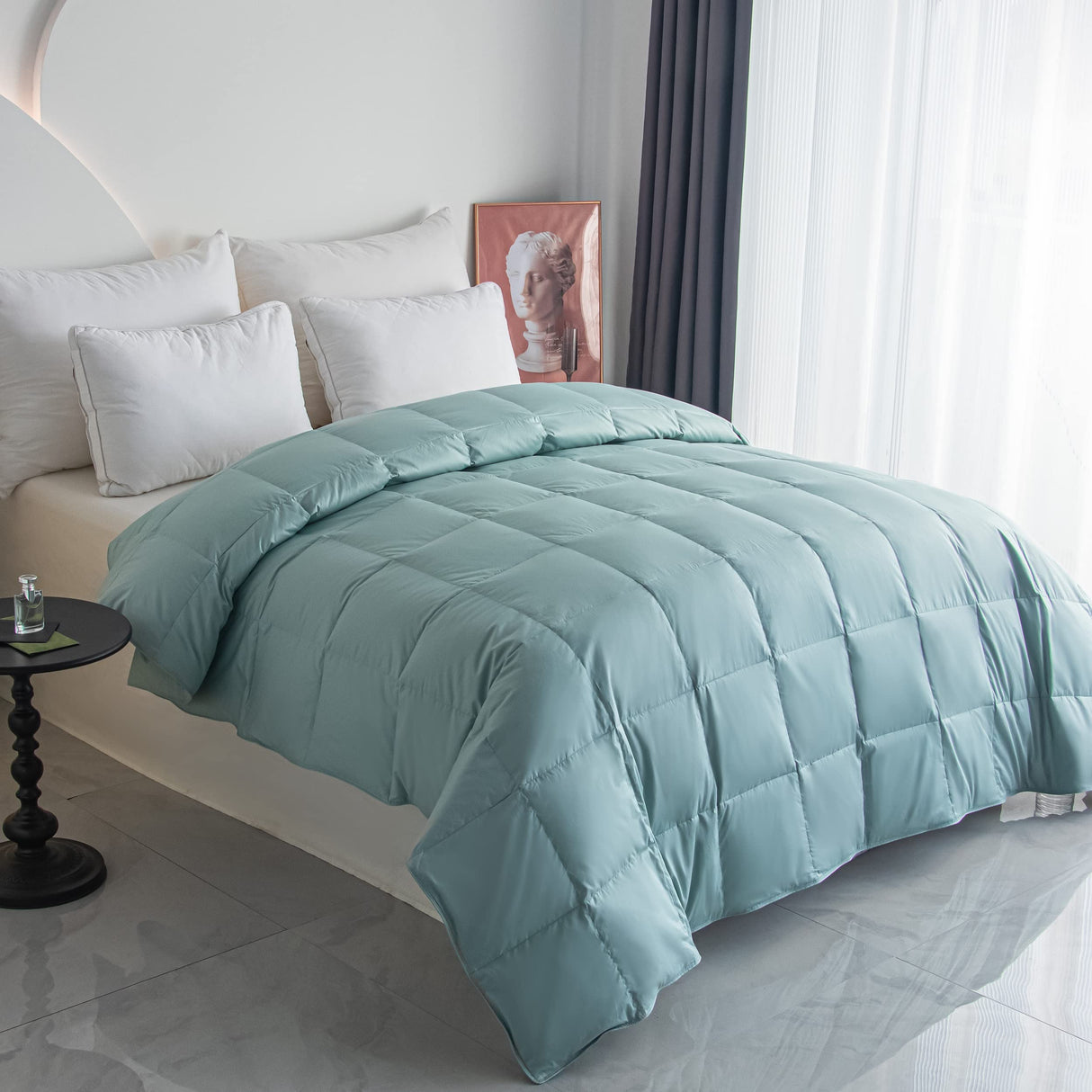 Down Comforter Blanket Duvet for Summer/Warm Weather,Ultra Soft Fabric, Lake Blue King Size