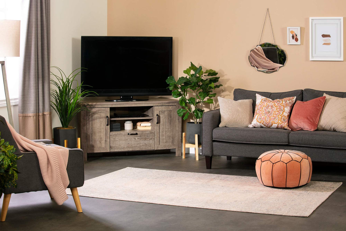 Lionel Corner TV Stand-Weathered Oak