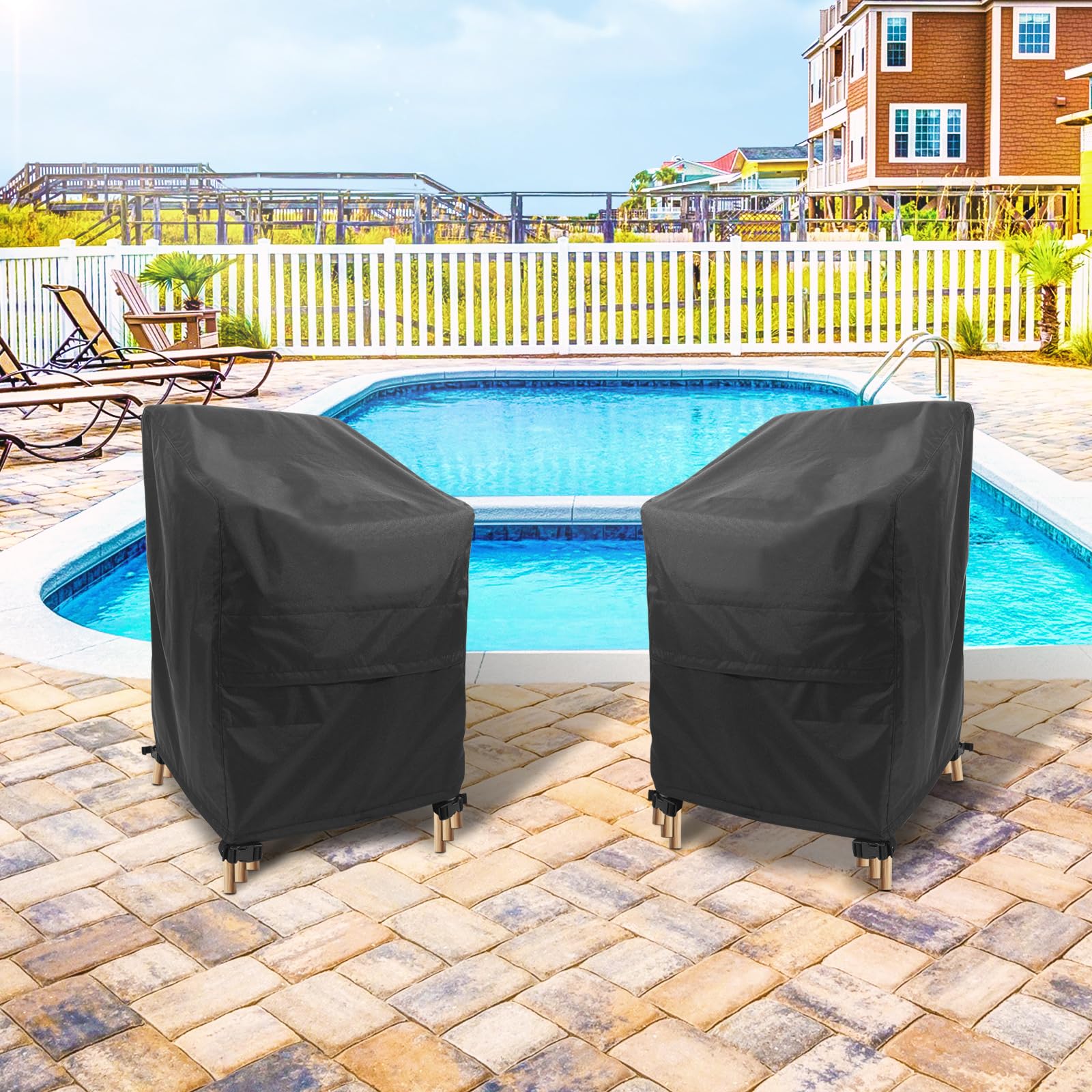 Stackable Chair Covers Outdoor Waterproof - 1 Pack Patio Chair Covers