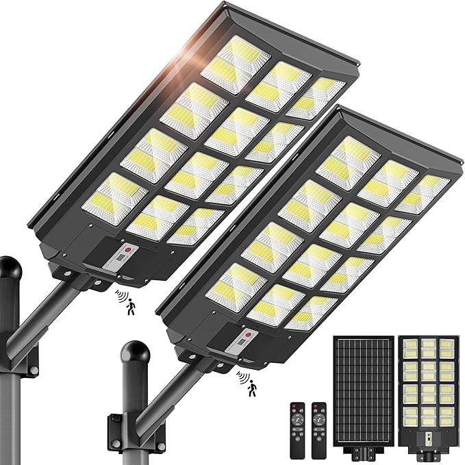 Solar Lights Outdoor - Wide Angle 6500K Solar Street Lights Outdoor Motion Sensor