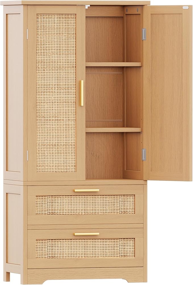50.4" H Bathroom Storage Cabinet, Modern Floor Cabinet with Adjustable Shelfe