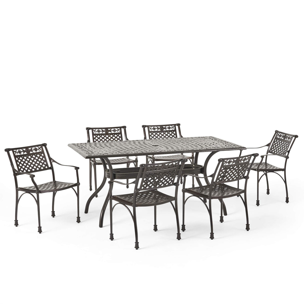 Carlisle Outdoor Dining Table with Iron Legs, Sandblast Finish/Rustic Metal & 306036