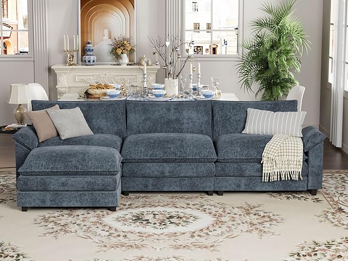 Sectional Modular Sofa U Shaped Chenille Fabric Couch