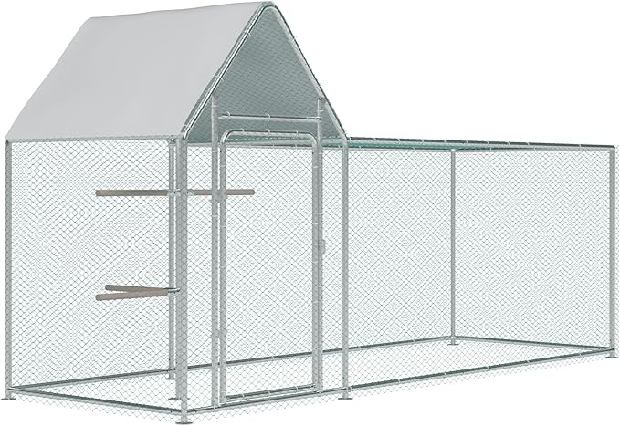 EcoRoost Metal Chicken Coop with Waterproof Roof & PVC Mesh