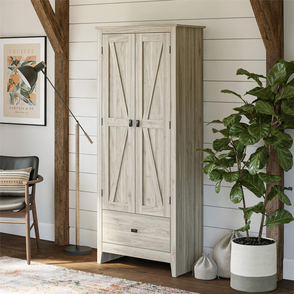 Evolution Farmington 30" Wide Storage Cabinet, Light Walnut