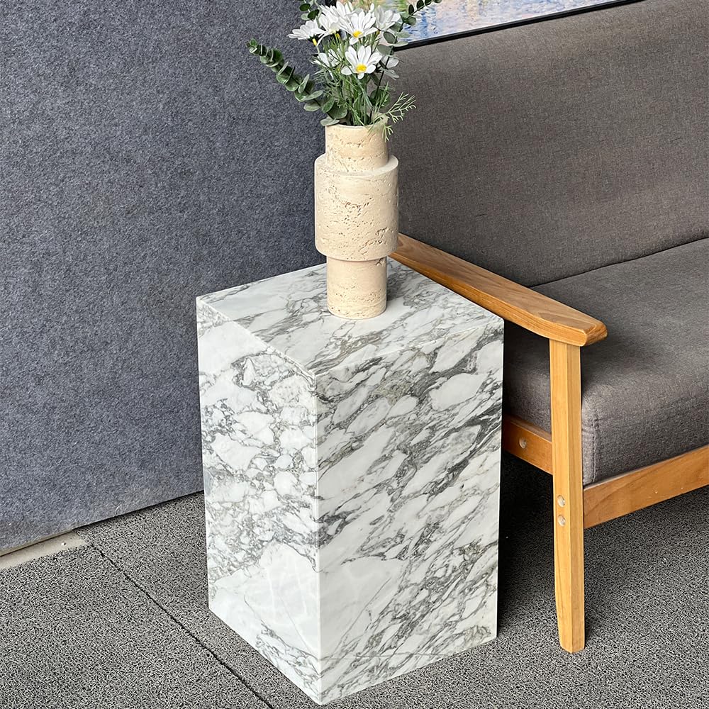 Marble Side Table,Square End Table for Modern Sofa and Bed, Living Room, Sofa