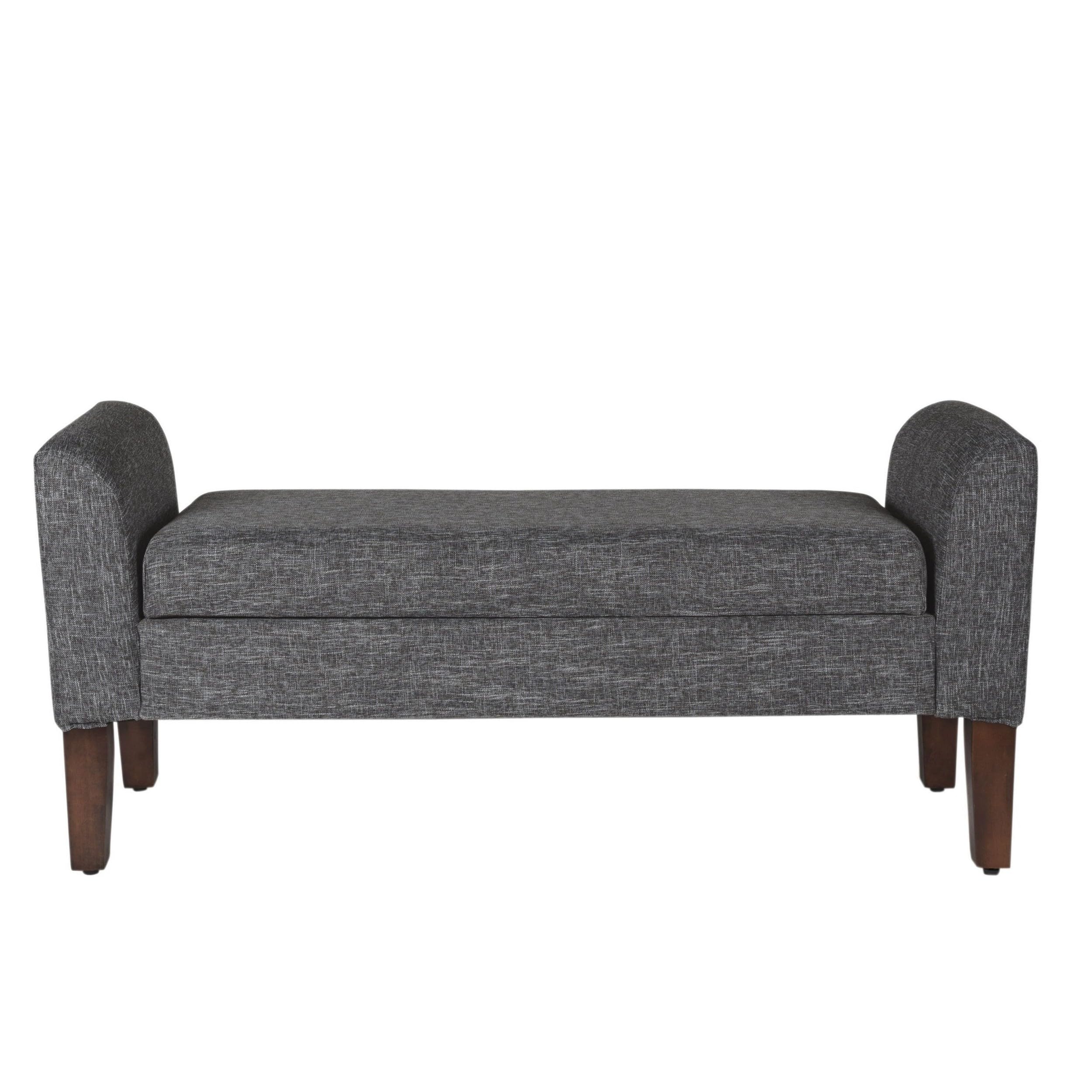 Tara Upholstered Storage Settee Bench with Hinged Lid, Dark Grey