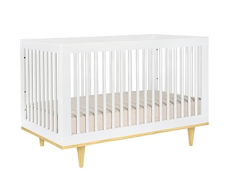 Marley 3-in-1 Convertible Crib in White Finish and Walnut Legs
