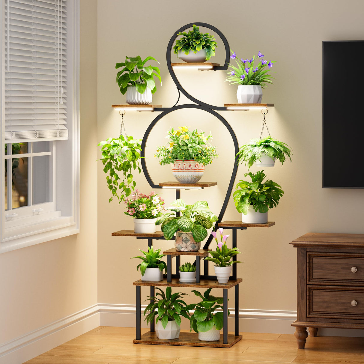 9-Tier 63" Plant Stand with Adjustable Grow Lights