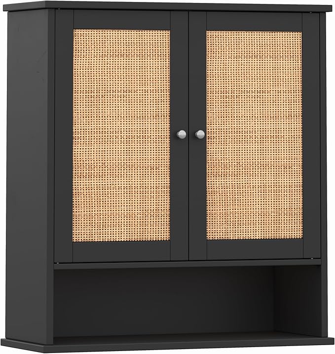 Two Door Wall Cabinet, Wooden Medicine Cabinet, Wall Mounted Bathroom Storage Cabinet