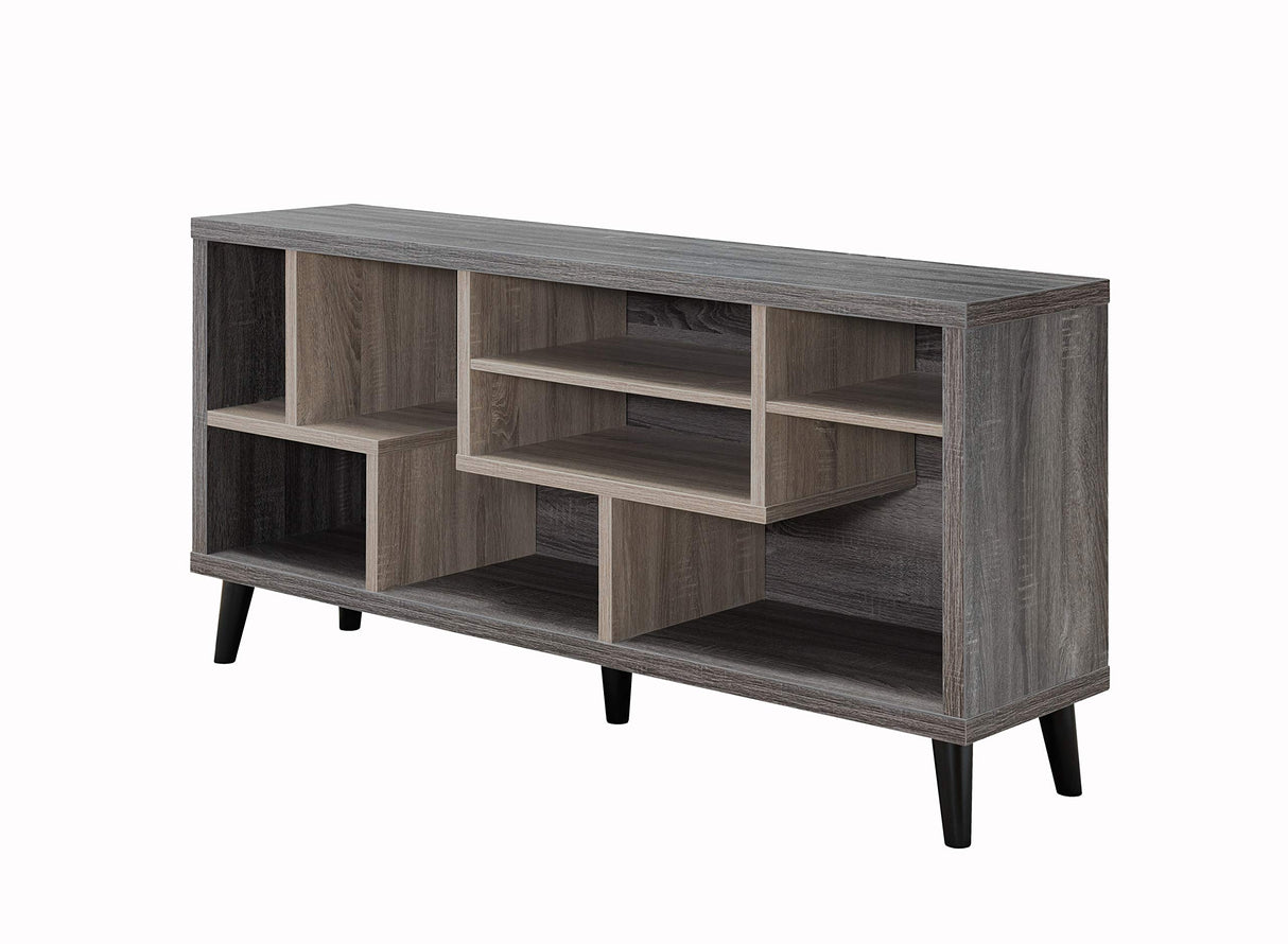 TV Stand, Distressed Grey & Light Oak