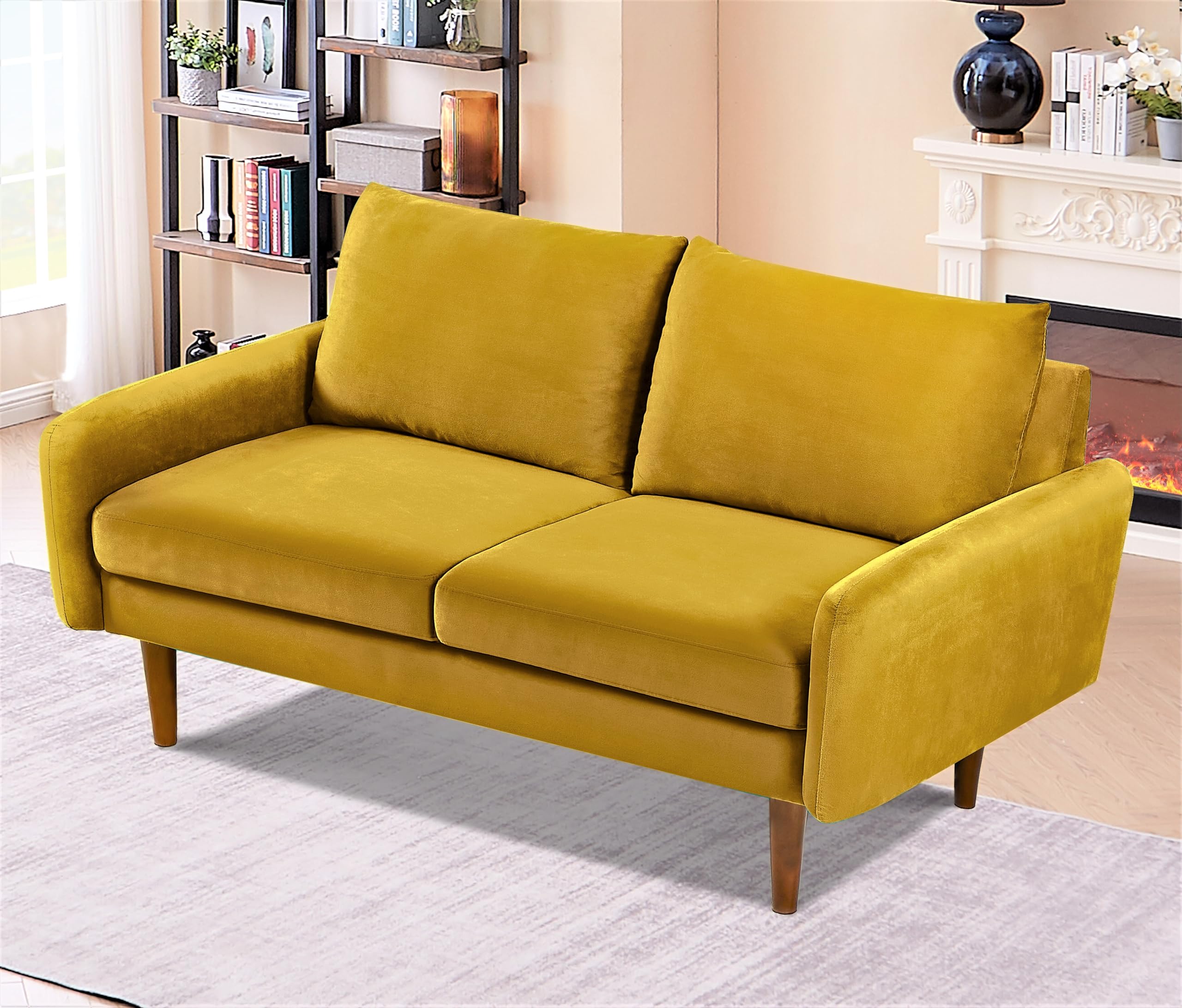 Furniture Direct Kent Velvet Loveseat Sofa for Modern Living Rooms and Compact Spaces