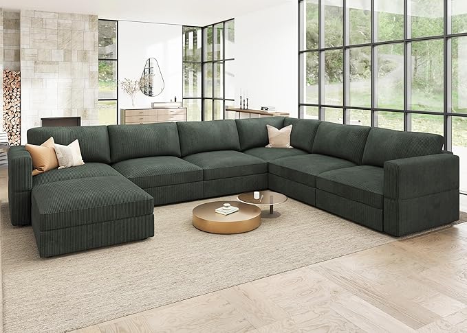 Modular Sectional Couch with Storage Corduroy Sectional Sofa