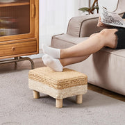 Foot Stool Ottoman Rectangular Footrest Pouf Ottomans Natural Seagrass Footstool