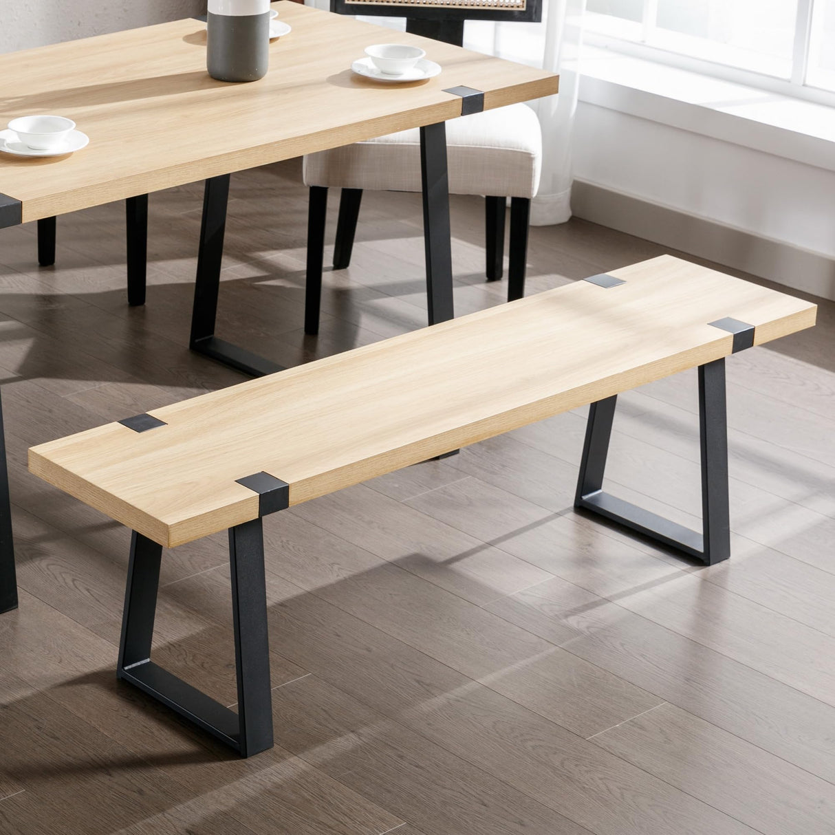 Wooden Dining Bench 60” Industrial Table Benches