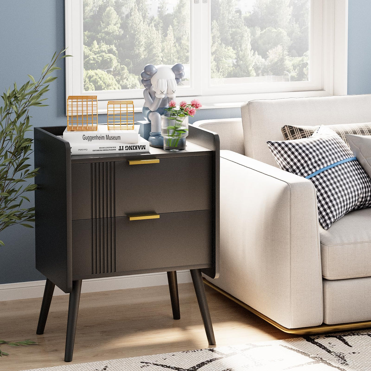 White Nightstand Modern Bedside Table