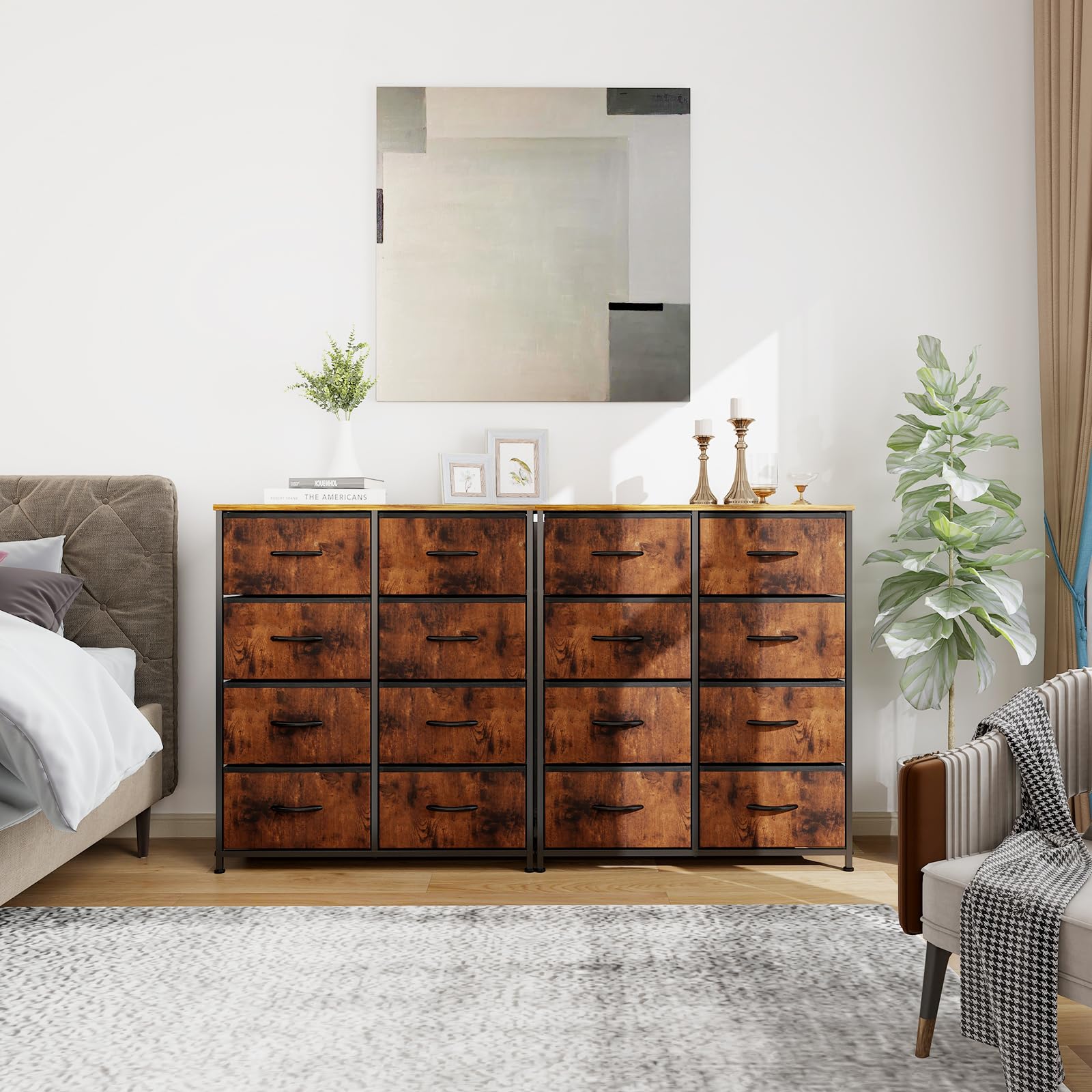 Dresser for Bedroom, 8 Storage Drawers, Tall Large Fabric Storage Tower Organizer