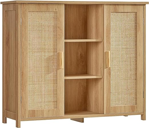 Storage Cabinet with 2 Doors and 4 Storage Shelves, Credenza Buffet Cabinet