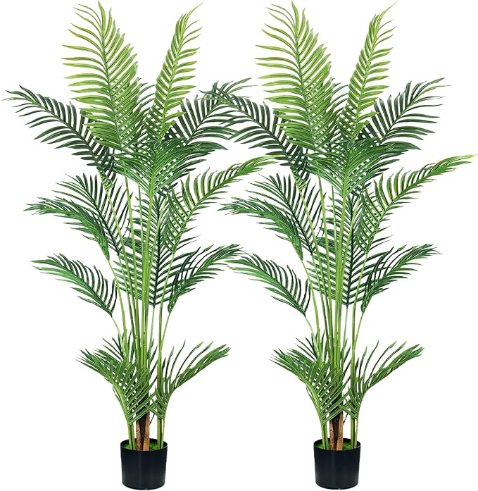 4.5FT Artificial Palm Tree,Faux Areca Palm Plant with Real Touch Leaves and Adjustable