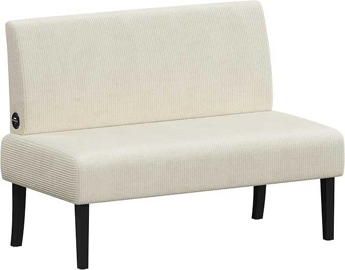 Compact Armless Loveseat Futon - Corduroy Fabric Sofa for Small Spaces