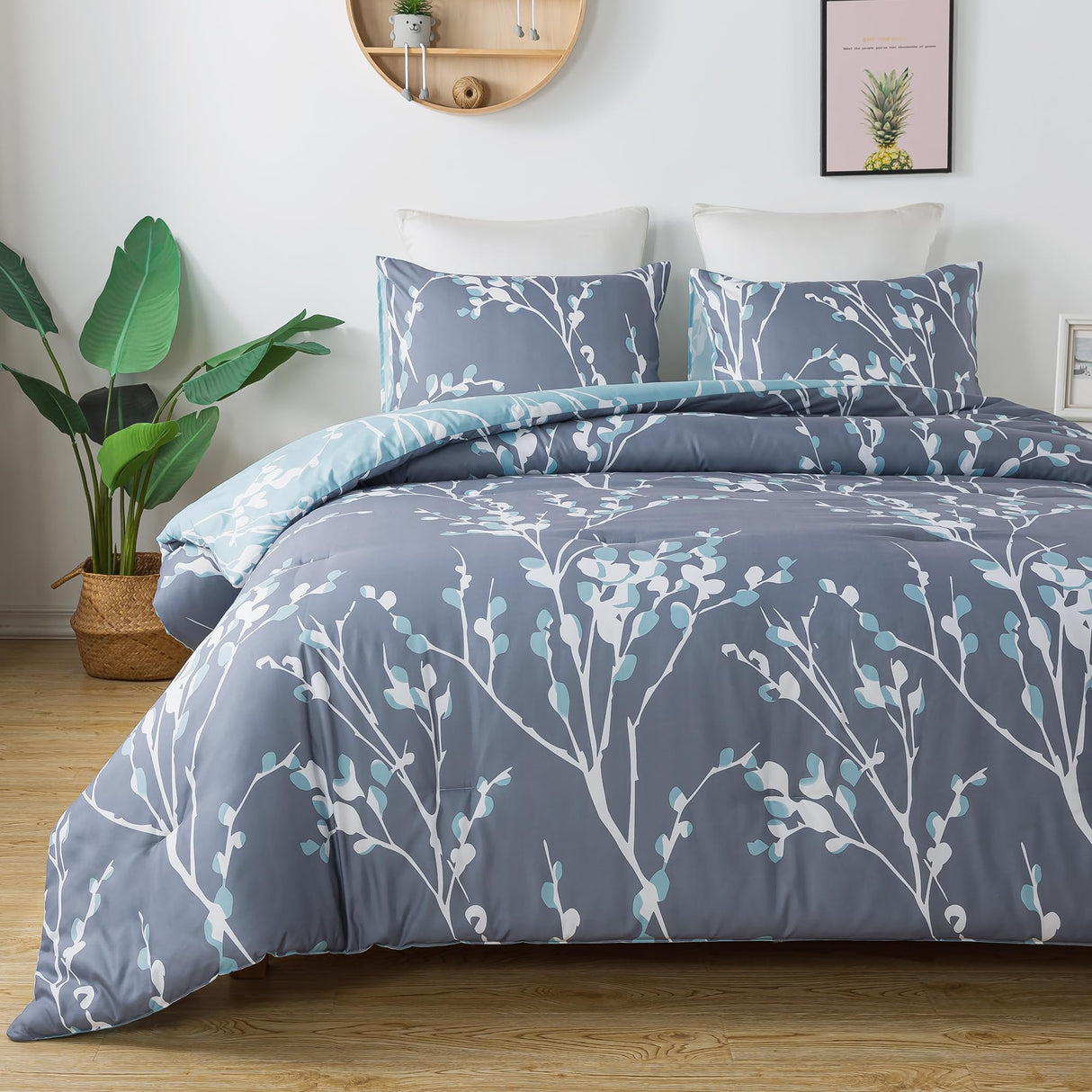 3 Pieces Soft Lightweight Microfiber Branches Comforter Bedding Set