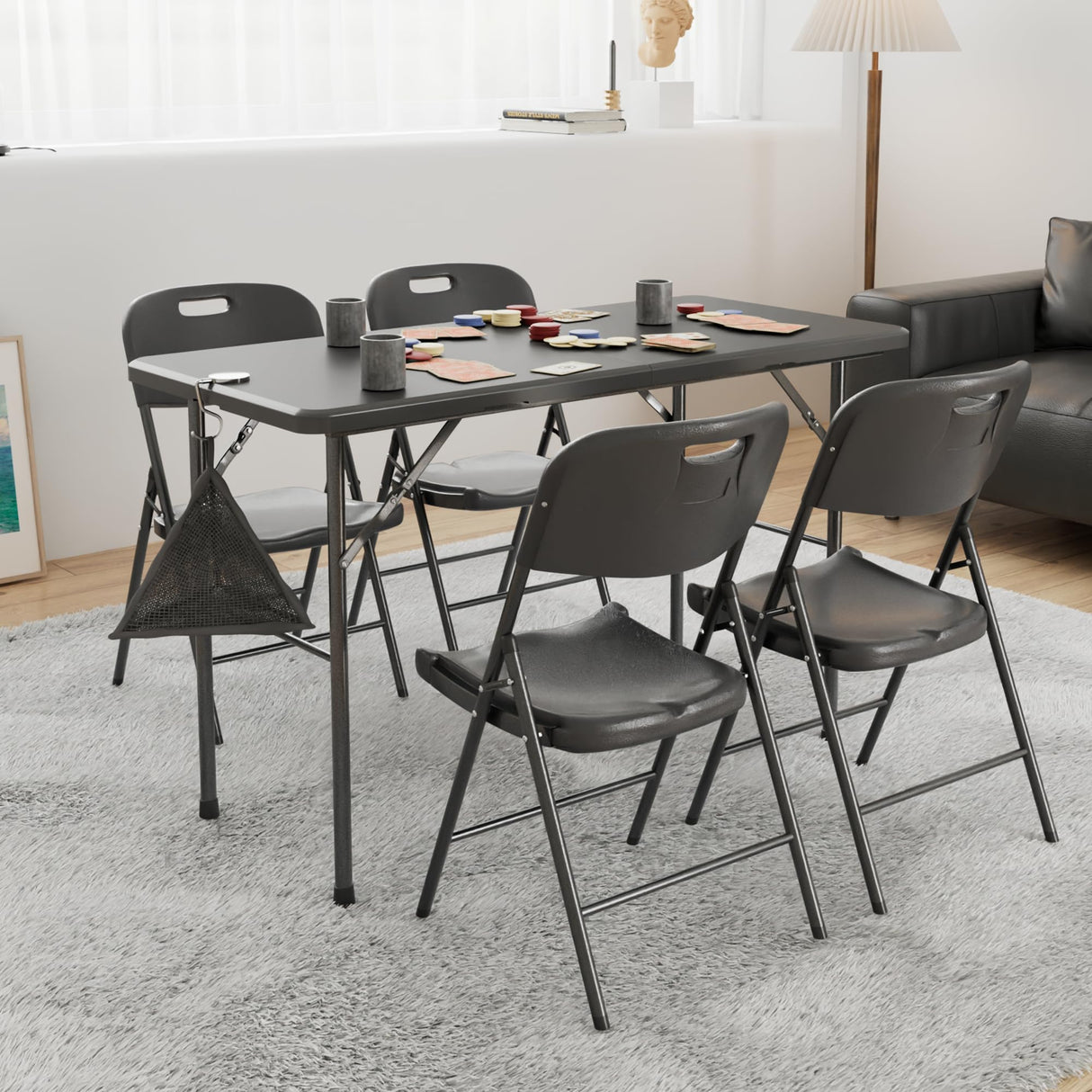 4 Pack Folding Chairs, Indoor/Outdoor Use Plastic Seat with Steel Frame, for Events, Office