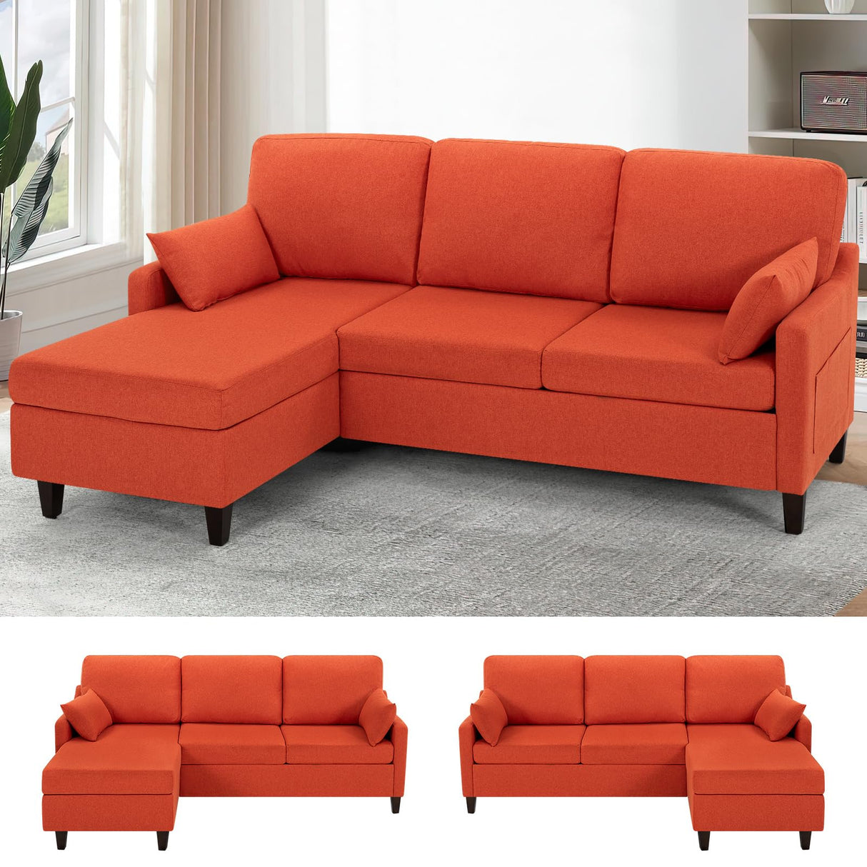 Sectional Sofa Couch with Reversible Chaise
