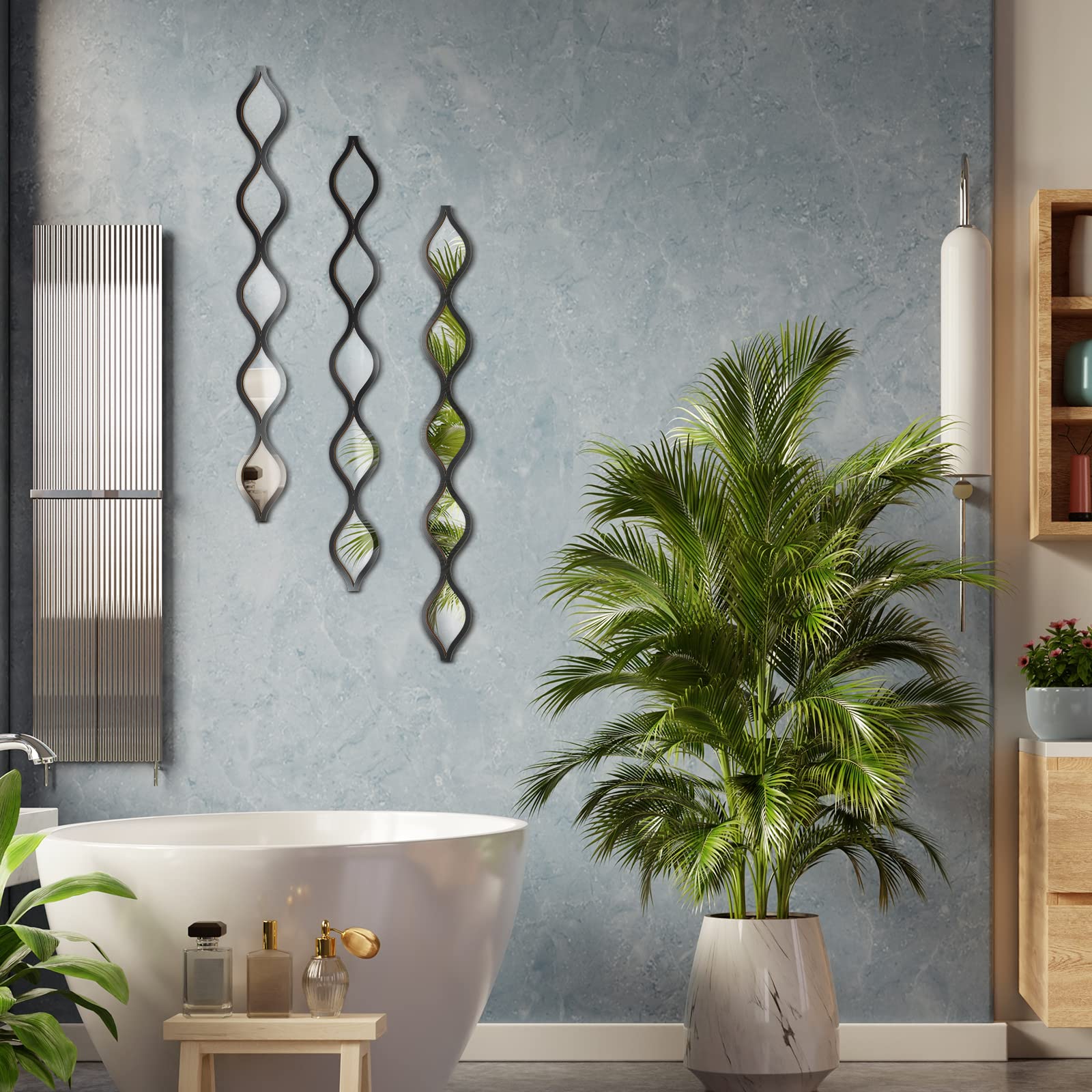 Home Mirror, 3 Pcs Acrylic Teardrop Wall Decor, Boho Vintage Mirror for Living Room