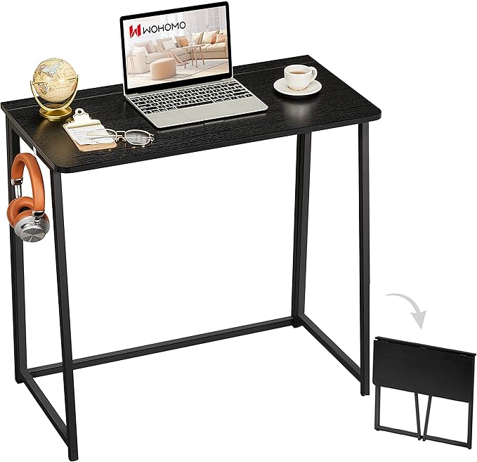 Folding Desk, Small Foldable Desk 31.5" for Small Spaces, Space Saving Computer Table Writing