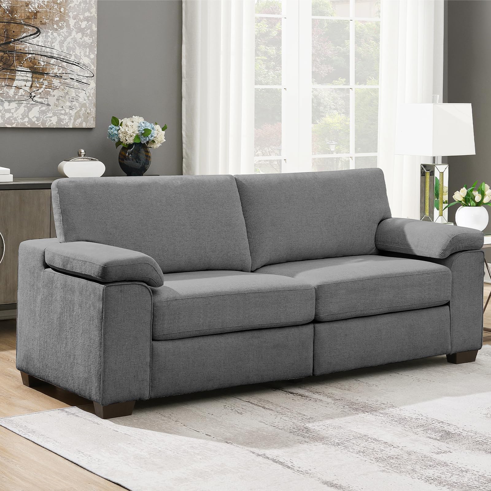 91.3" Modern Sofa Couch for Living Room,Chenille Upholstered Loveseat Sofa