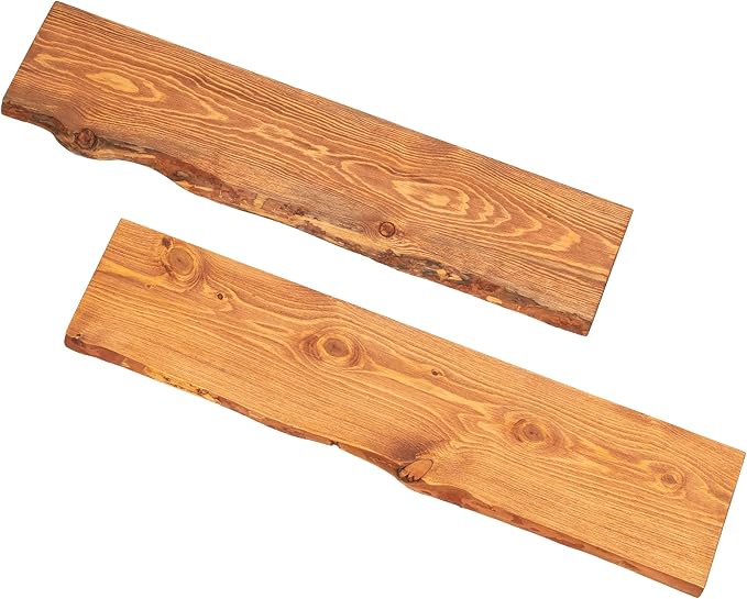 36ā Sustainable Sunset Cedar Live Edge Wood Shelf (Wood Only) 2-Pack