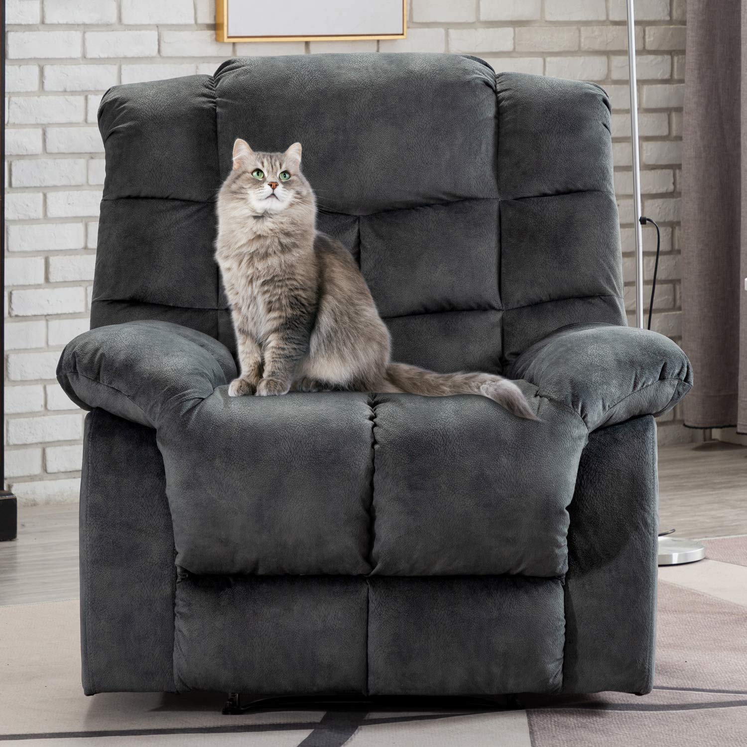 CloudNest Overstuffed Breathable Fabric Recliner Chair