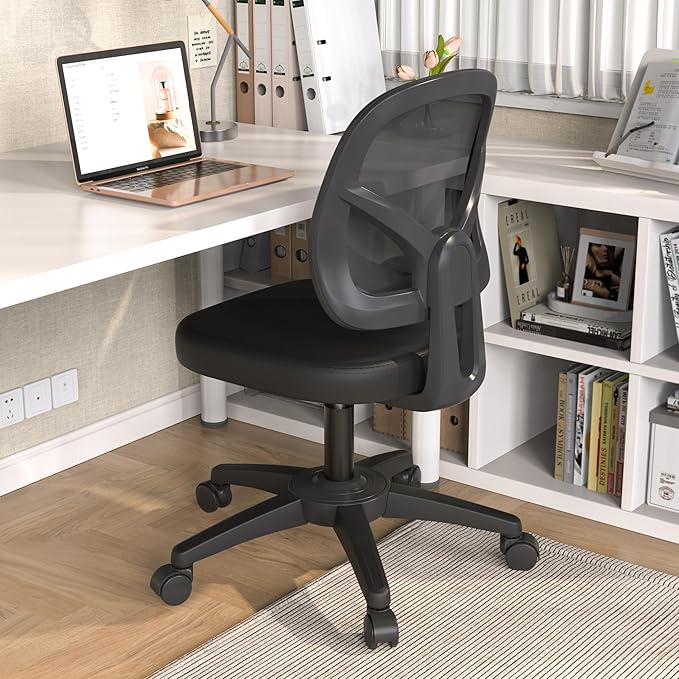 Small No Arms Mesh Comfy Office Desk Chair with Y-Shape Lumbar