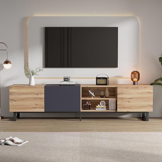 Modern TV Stand for 80'' TV, 70.9" Entertainment Center with Storage & Drawers