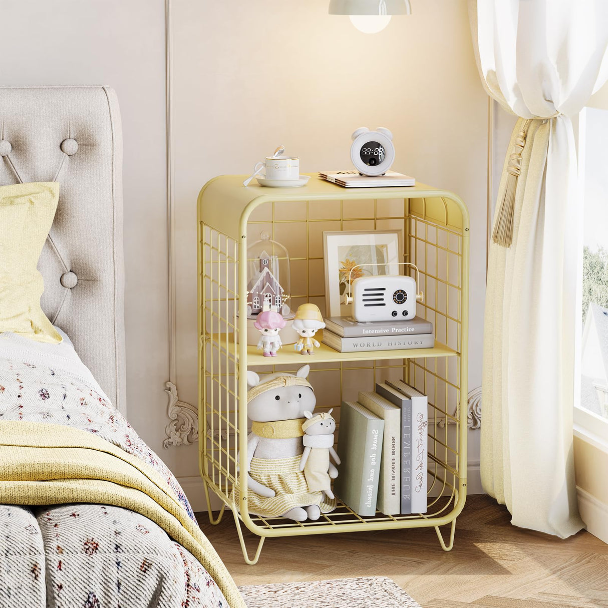 Nightstand,Metal Side Table,3-Tier Modern End Table with Storage, Small Coffee Tables