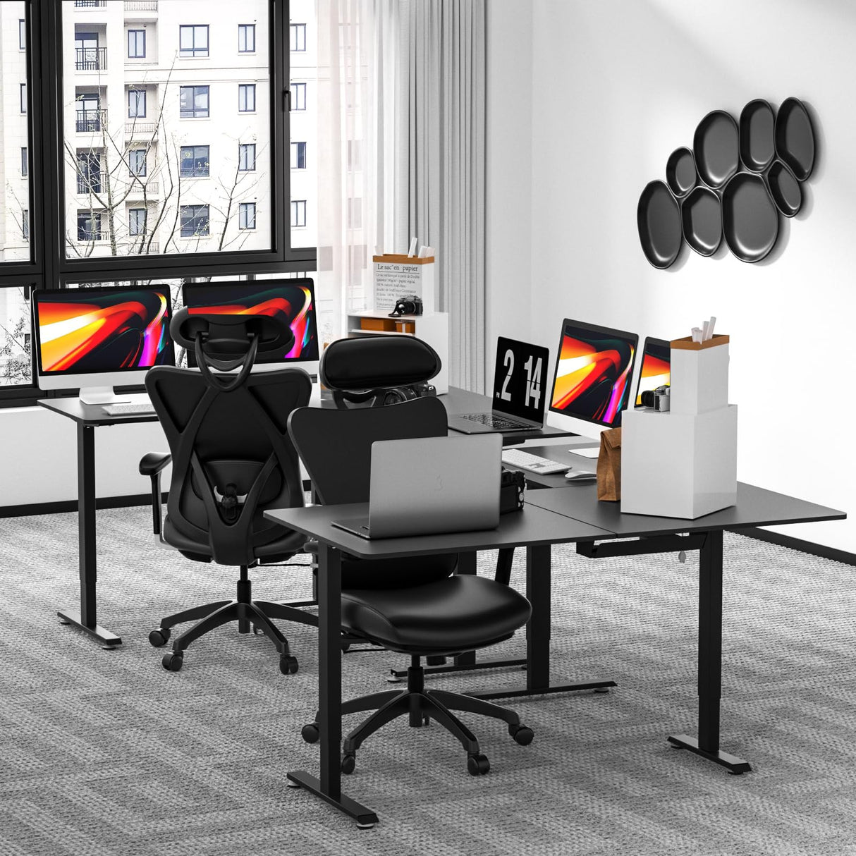 Upgrade Version 63 * 55 inch L Shaped Electric Adjustable Height Standing Desk